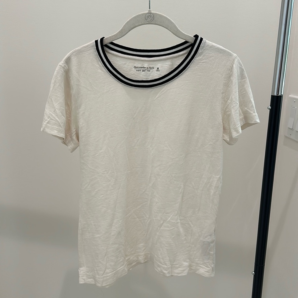 Abercrombie & Fitch Soft tee with stripe neck detail